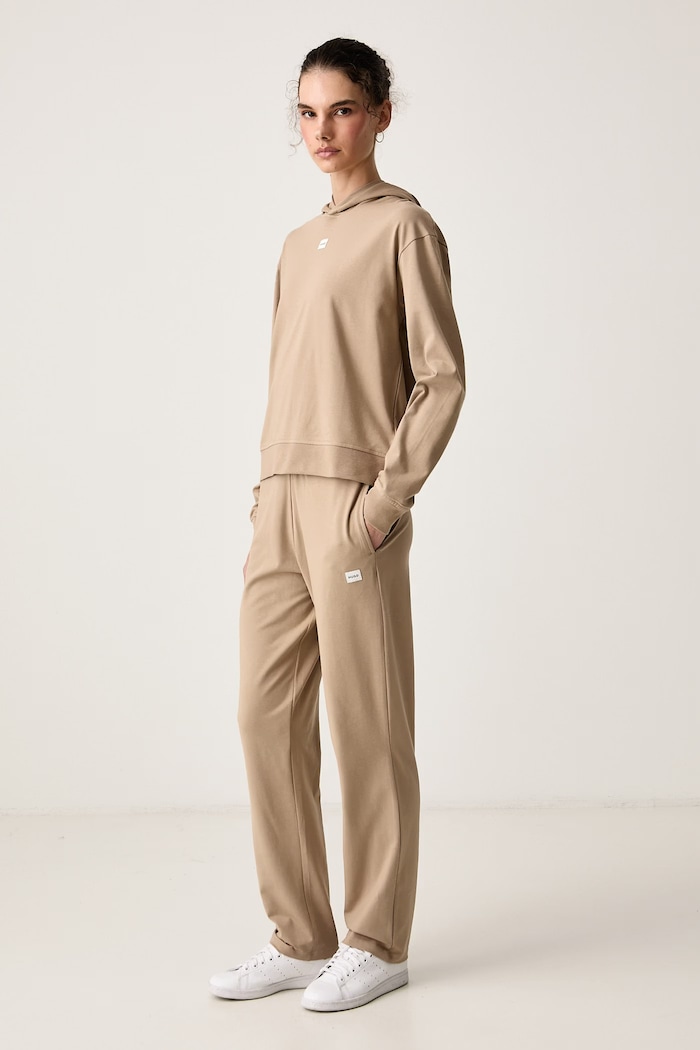 HUGO Spodnie dresowe damskie z modalem SIGNATURE_PANT 50556808 beżowy SS26