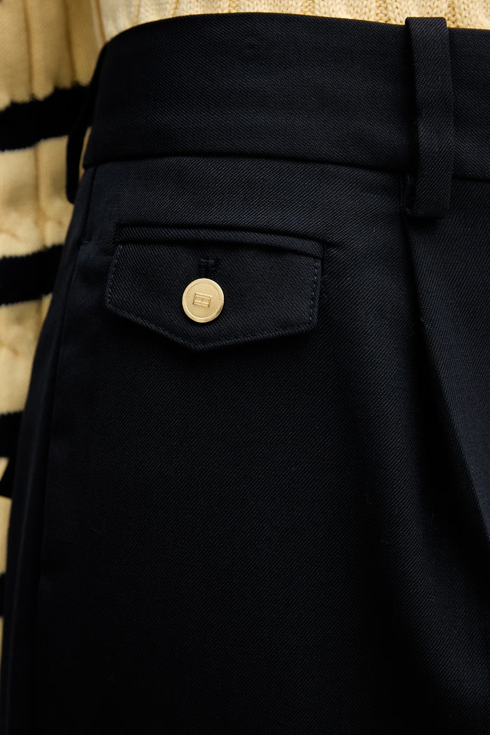 Tommy Hilfiger spodnie z dodatkiem wełny granatowy WW0WW48799