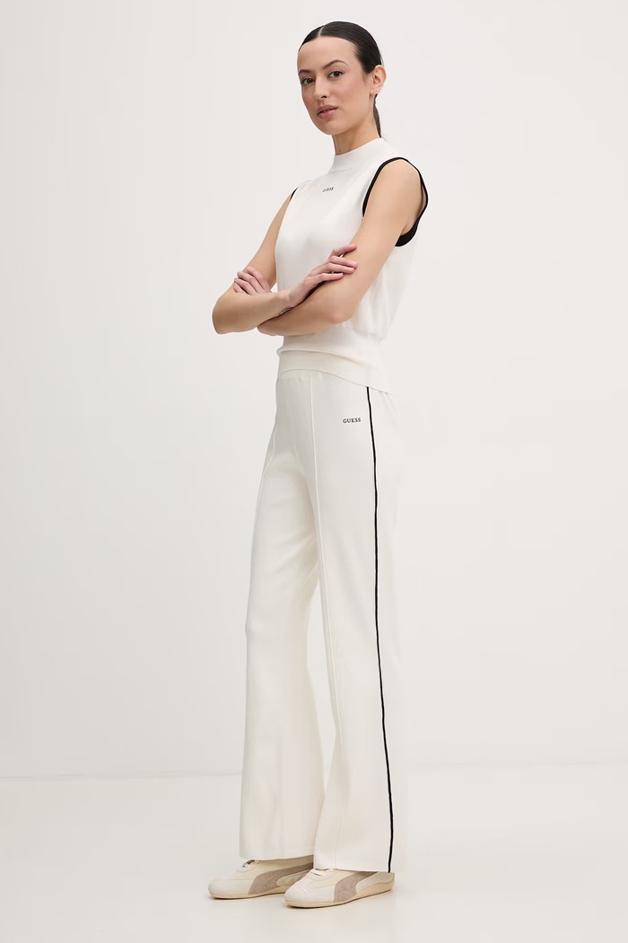 Guess pantaloni de trening pentru femei, cu vâscoză LAURENE V6RB14.Z4642 bej SS26