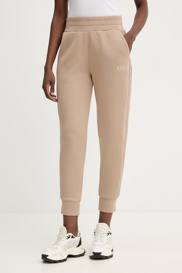 Guess pantaloni de trening NEW VICTOIRE tricotaj bej W6RB45.KBYE2