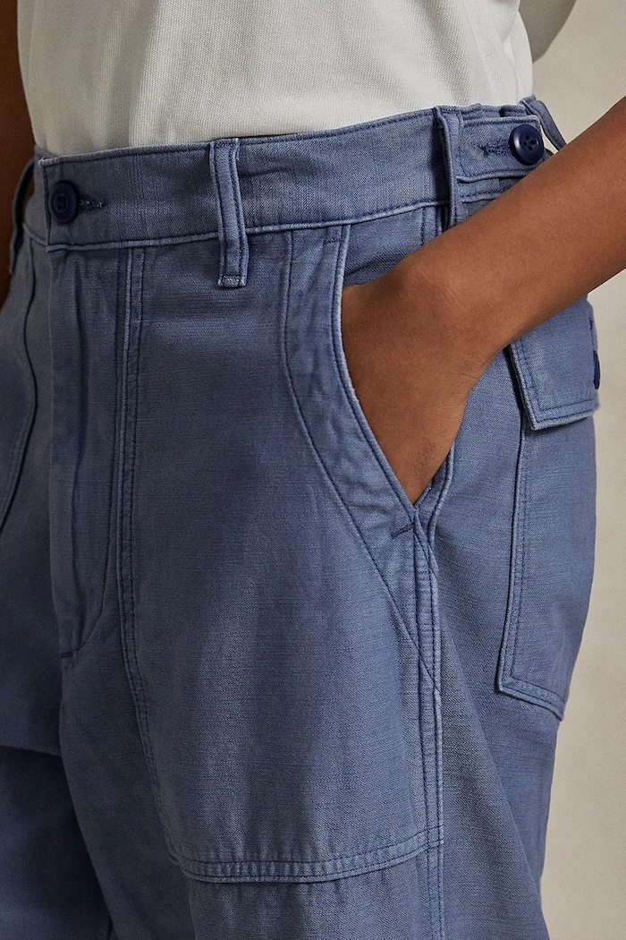 Polo Ralph Lauren pantaloni straight de femei din bumbac albastru 211978634