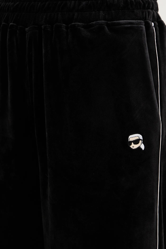 Karl Lagerfeld spodnie dresowe welurowe IKON czarny B1W10022