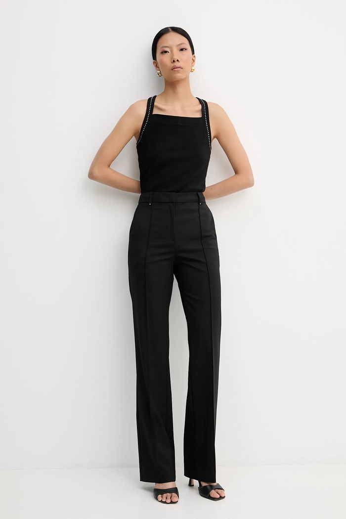 Karl Lagerfeld spodnie z domieszką wełny B1W10003 czarny SS26