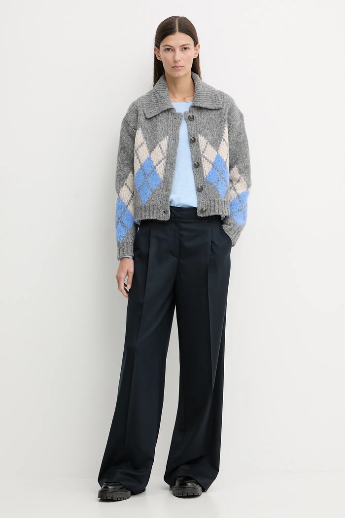 Marc O'Polo pantaloni cu lână 600015310005 bleumarin SS26