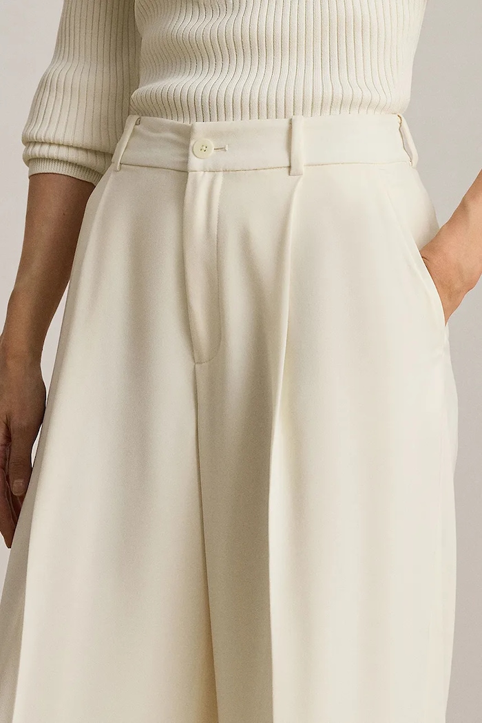 Lauren Ralph Lauren spodnie straight damskie beżowy 200P03582