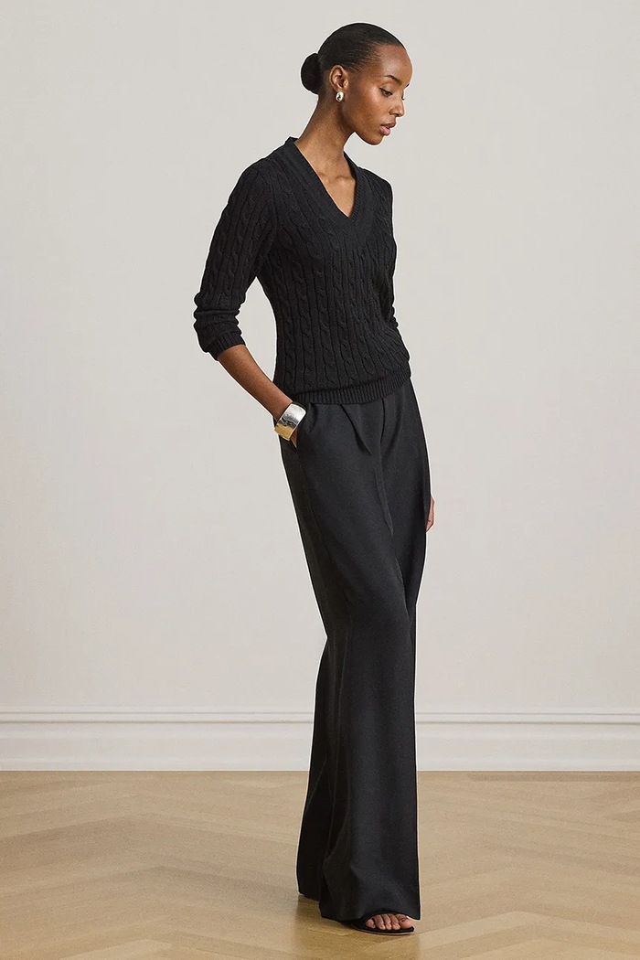 Odzież Lauren Ralph Lauren spodnie straight damskie 200P03582 czarny