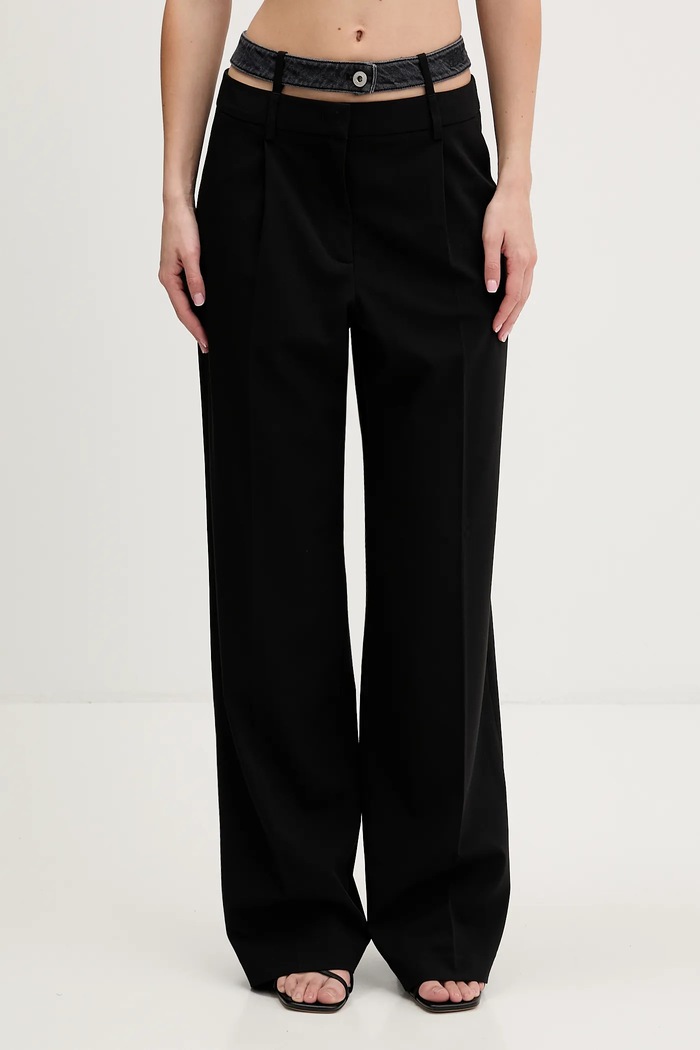 Karl Lagerfeld Jeans nadrág elasztánnal fekete B1W10085