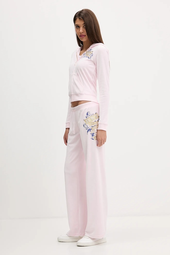 Velurové teplákové kalhoty Juicy Couture Wrap You Up JCNBJ126452 růžová SS26