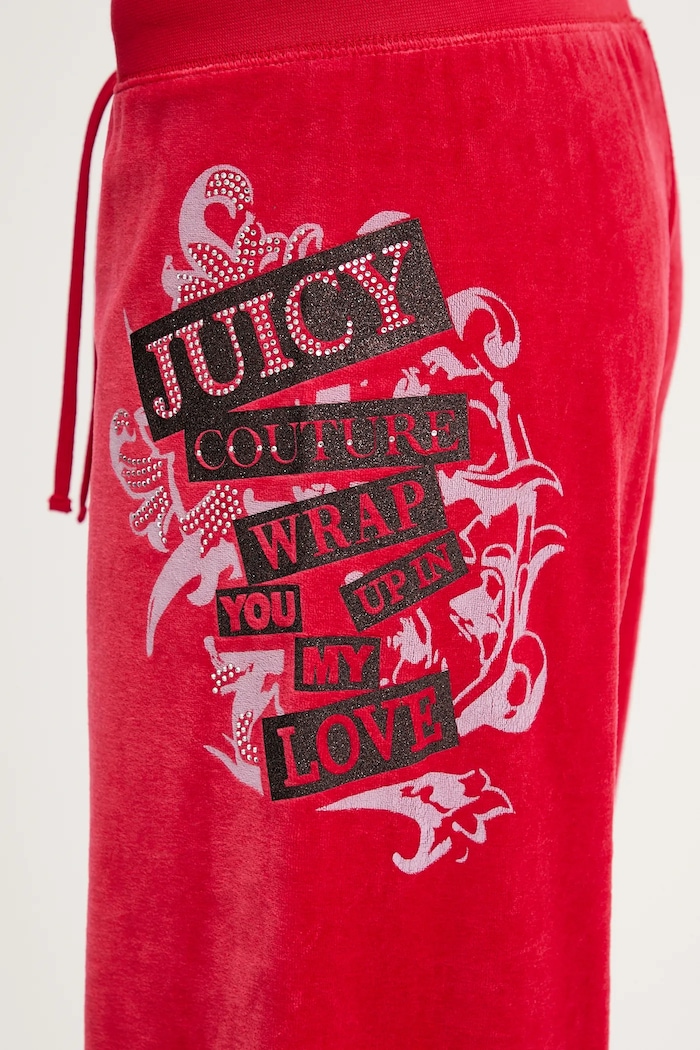 Βελούδινο παντελόνι φόρμας Juicy Couture Wrap You Up κόκκινο JCNBJ126452