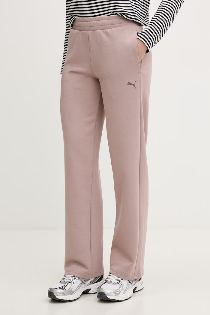 Puma pantaloni de trening pentru femei, din bumbac Essential Elevated maro 691817