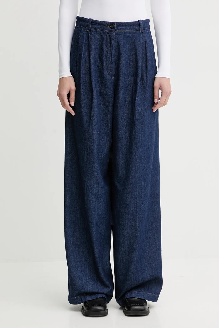 Βαμβακερό παντελόνι A.P.C. PANTALON GINNY βαμβάκι σκούρο μπλε COHMJ.F08510