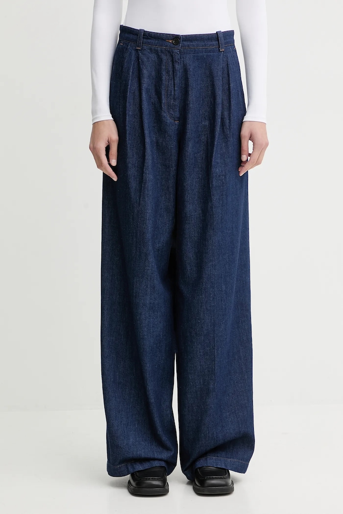 Βαμβακερό παντελόνι A.P.C. PANTALON GINNY βαμβάκι σκούρο μπλε COHMJ.F08510