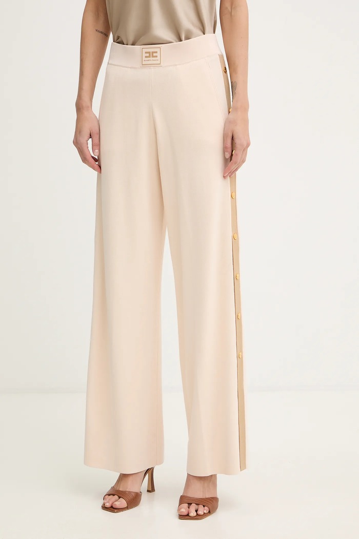 Elisabetta Franchi pantaloni de trening tricotaj bej KP74S61E2
