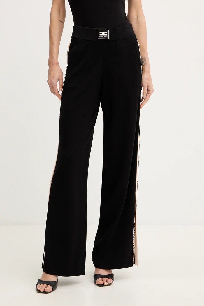 Elisabetta Franchi pantaloni tuta maglia nero KP74S61E2