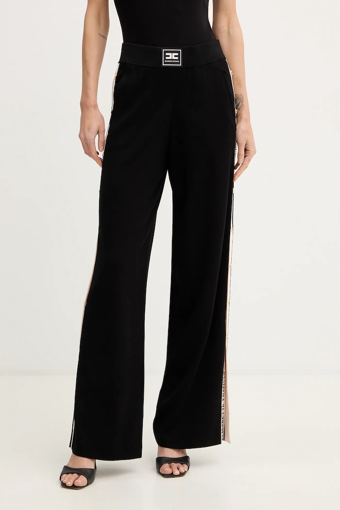 Elisabetta Franchi pantaloni tuta maglia nero KP74S61E2