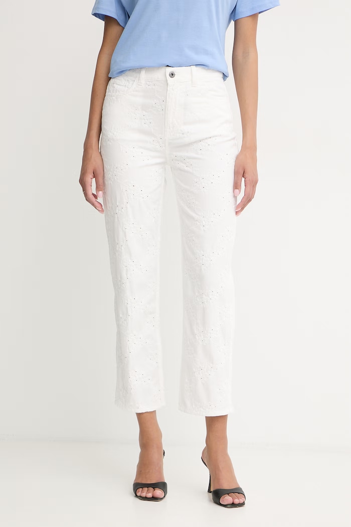 Liu Jo pantaloni straight pentru femei, din bumbac alb WA6273.T447A