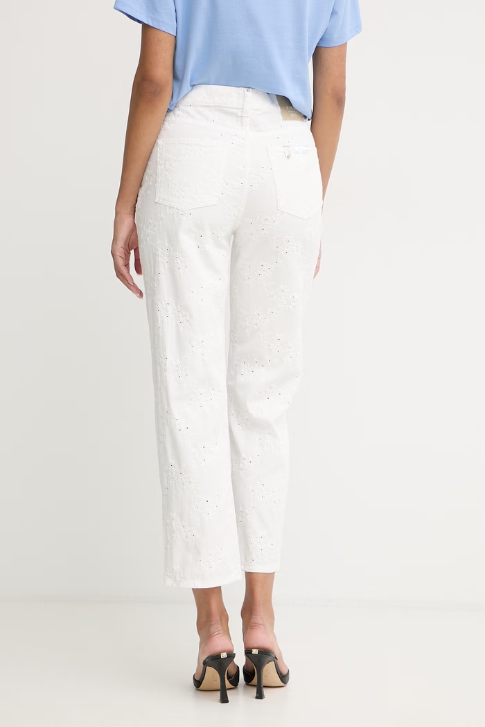 Îmbrăcăminte Liu Jo pantaloni straight pentru femei, din bumbac WA6273.T447A alb