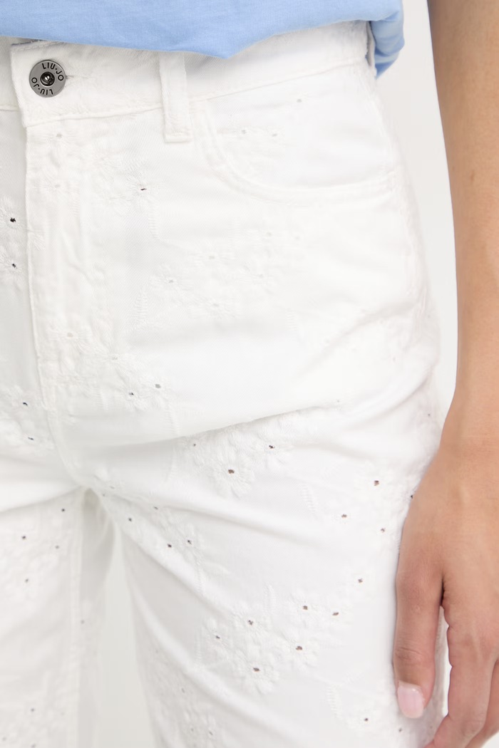 Liu Jo pantaloni straight pentru femei, din bumbac alb WA6273.T447A