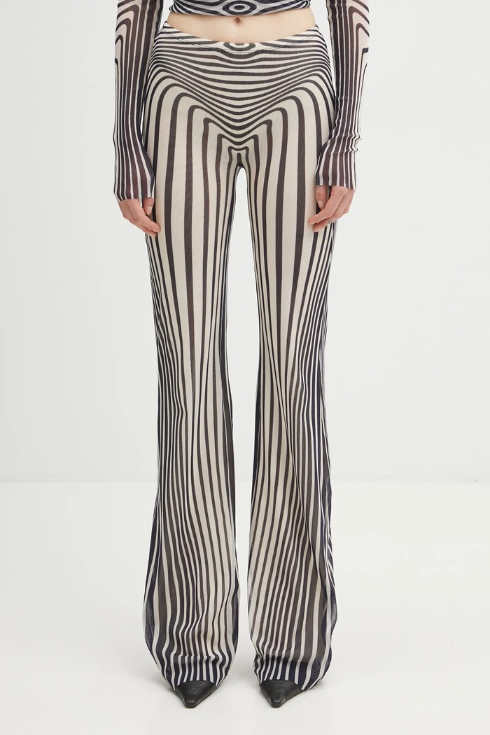 Nohavice Jean Paul GAULTIER Morphing Stripes zvonový béžová 26.01.W.TR067.M019P
