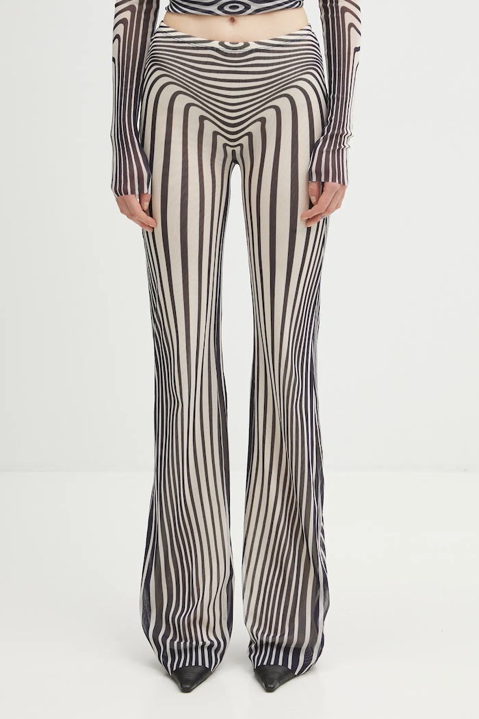 Nohavice Jean Paul GAULTIER Morphing Stripes zvonový béžová 26.01.W.TR067.M019P