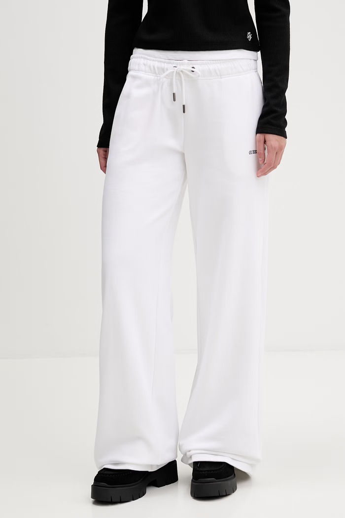 Guess Jeans spodnie dresowe bawełniane bawełna biały W6RB52.K68I4