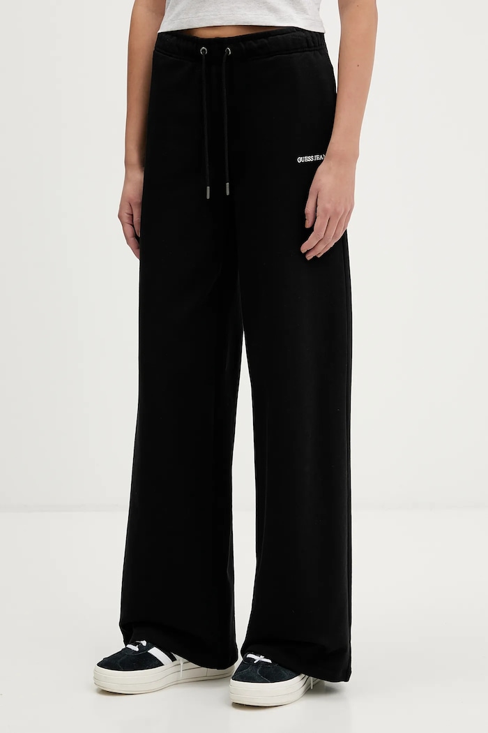 Guess Jeans pantaloni tuta di cotone applique nero W6RB52.K68I4