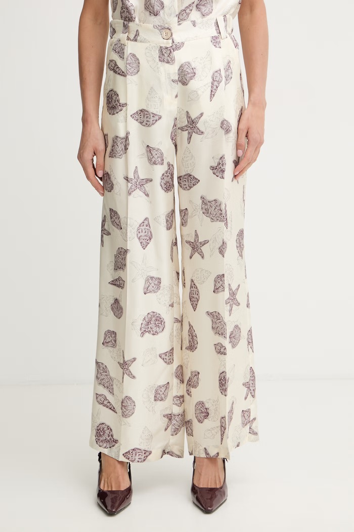 Marella pantaloni palazzo pentru femei, din mătase OPOSSUM bej 2613131172200