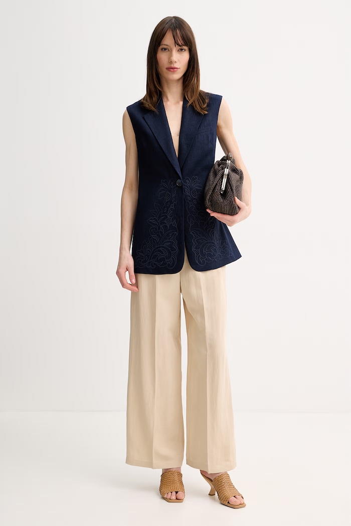 Marella nohavice dámske s ľanom Emme by Marella 2615131102200 béžová SS26