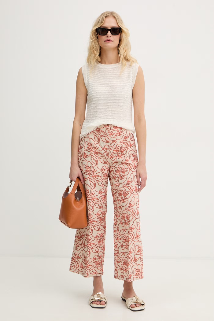 Marella nohavice dámske s ľanom Emme by Marella 2615131172200 oranžová SS26
