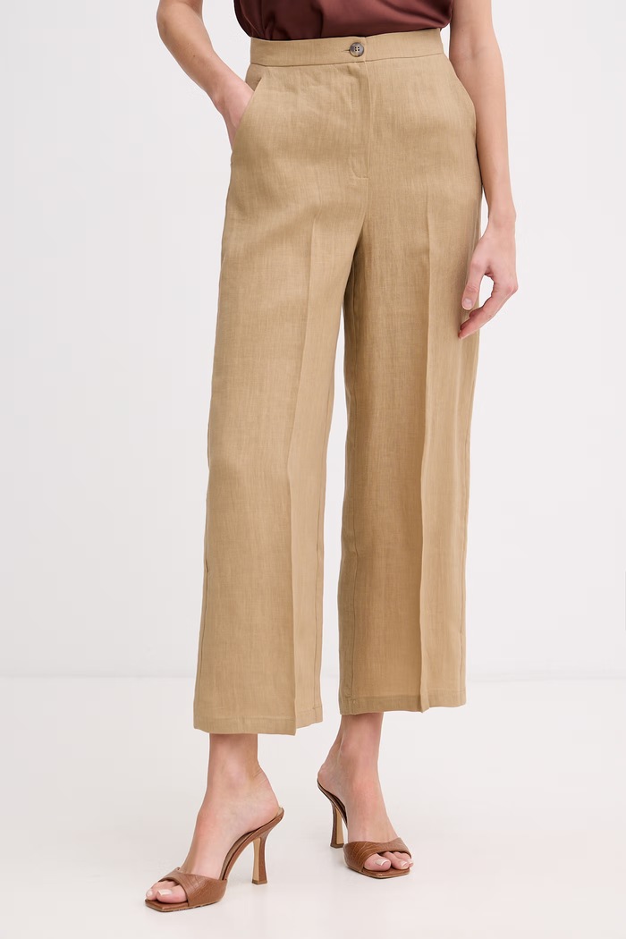 Marella spodnie damskie lniane Emme by Marella beżowy 2615131182200