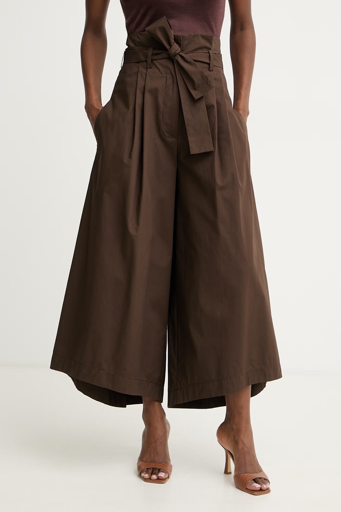 Simona Corsellini pantaloni pentru femei, din bumbac maro P26CPPGC0102
