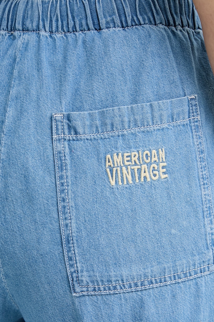 American Vintage jeansy wide leg damskie niebieski IZE10A