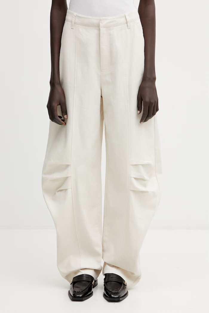 Rotate pantaloni con lino da donna beige 1155062059