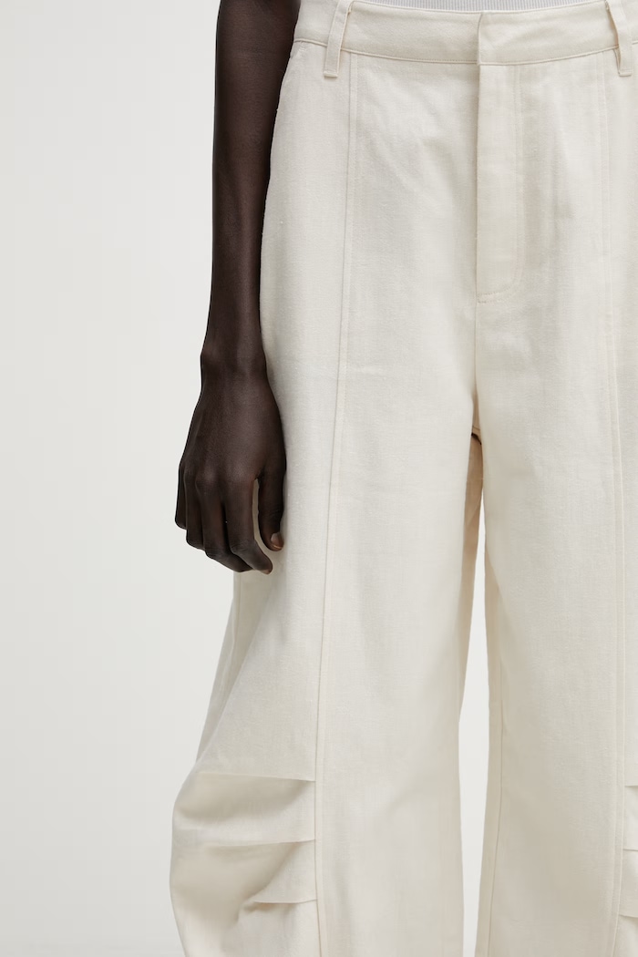 Rotate pantaloni con lino da donna beige 1155062059