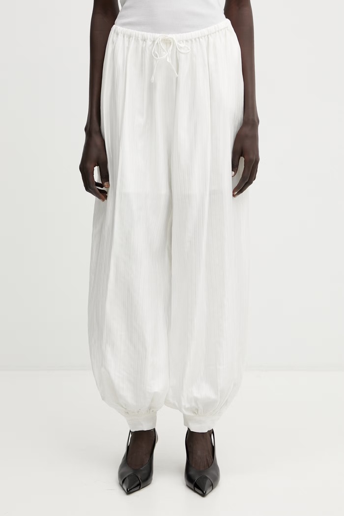Pantaloni parachute con viscosa da donna bianco 115666400