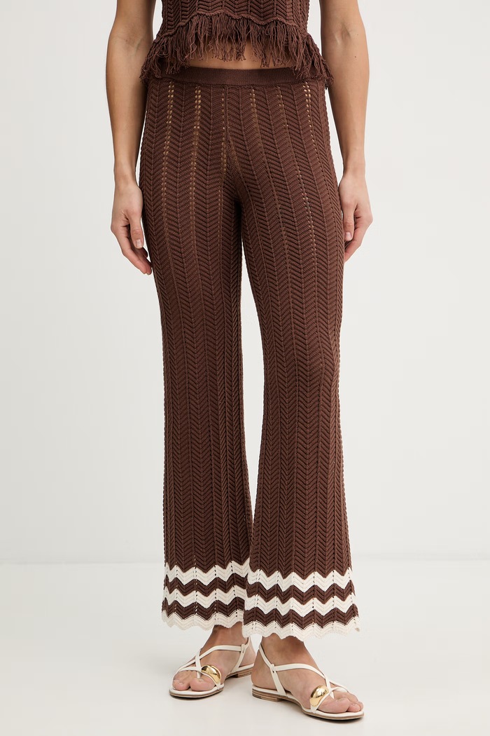 Twinset pamut nadrág dzsörzé barna 261AP3062