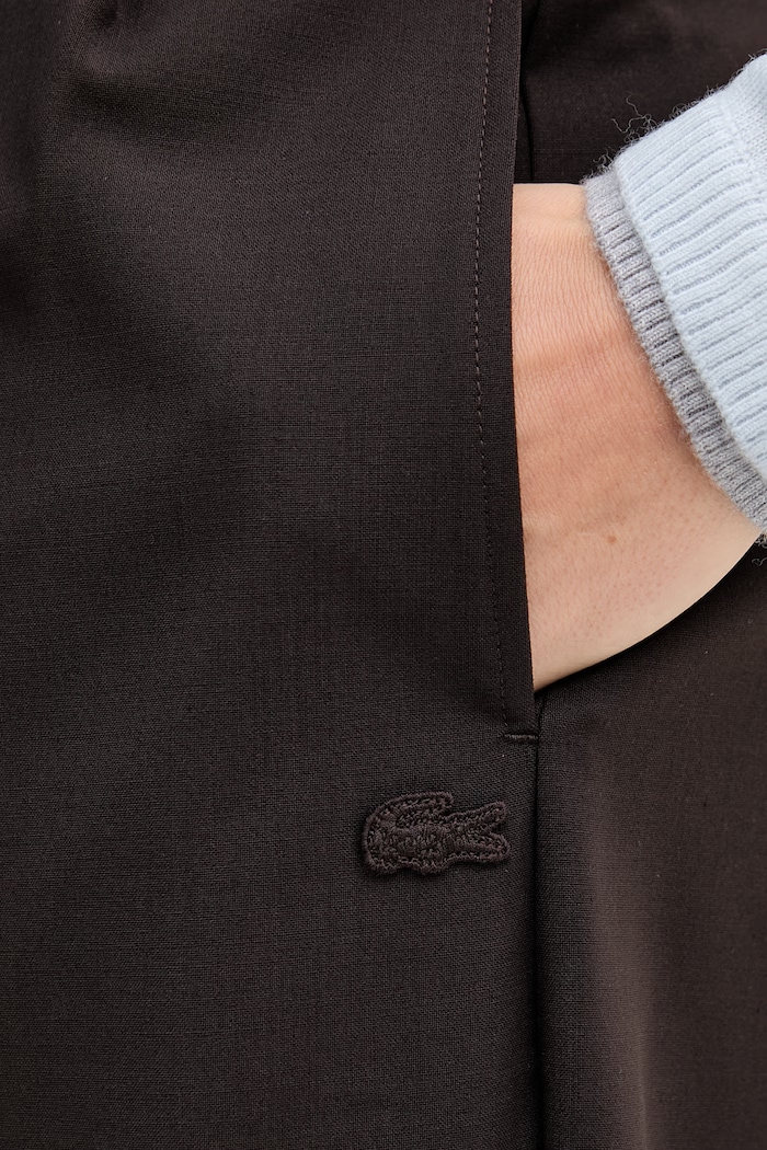 Lacoste oblekové nohavice dámske s prímesou vlny hnedá HF0245