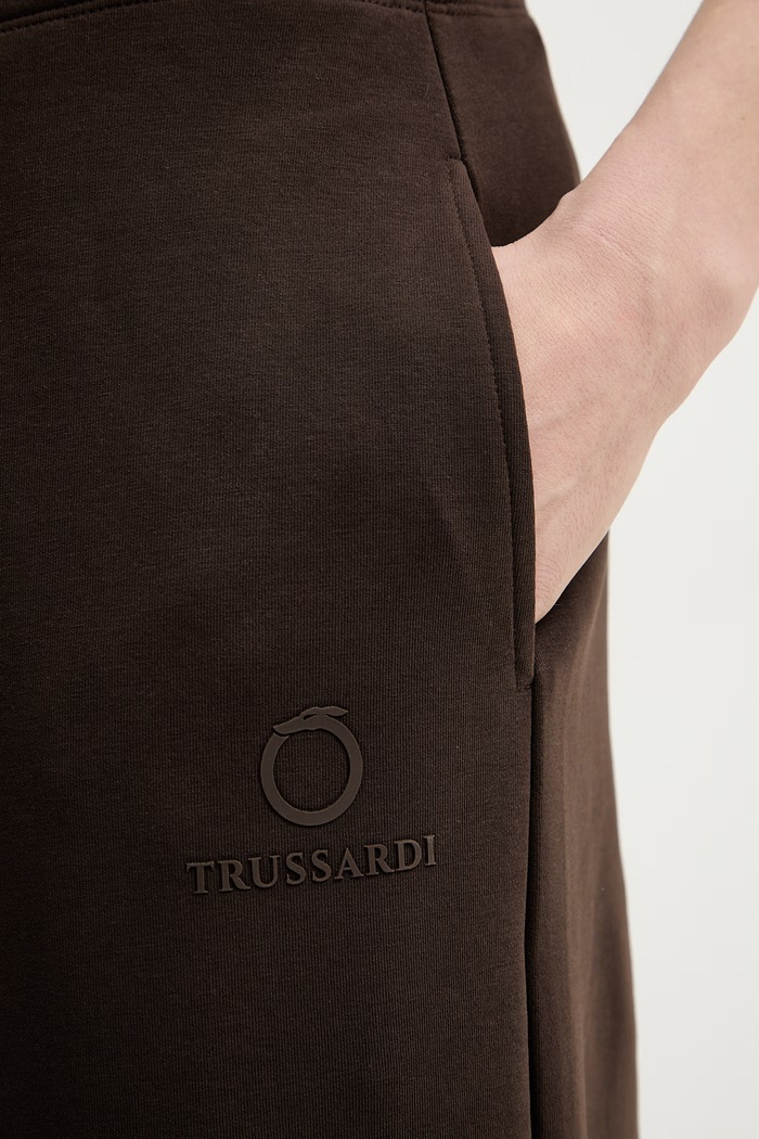 Trussardi Παντελόνι επίσημο γυναικείο βαμβακερό καφέ P8096000022N