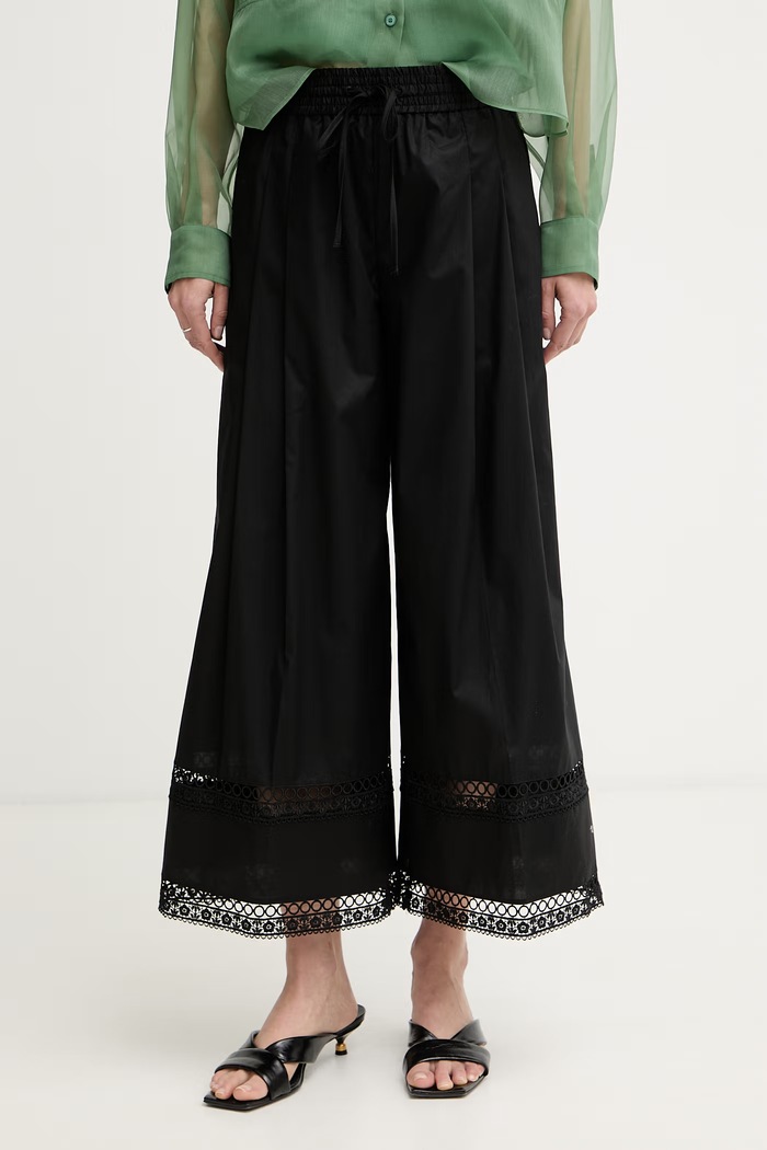 Twinset nohavice dámske s bavlnou čierna 261TT2252