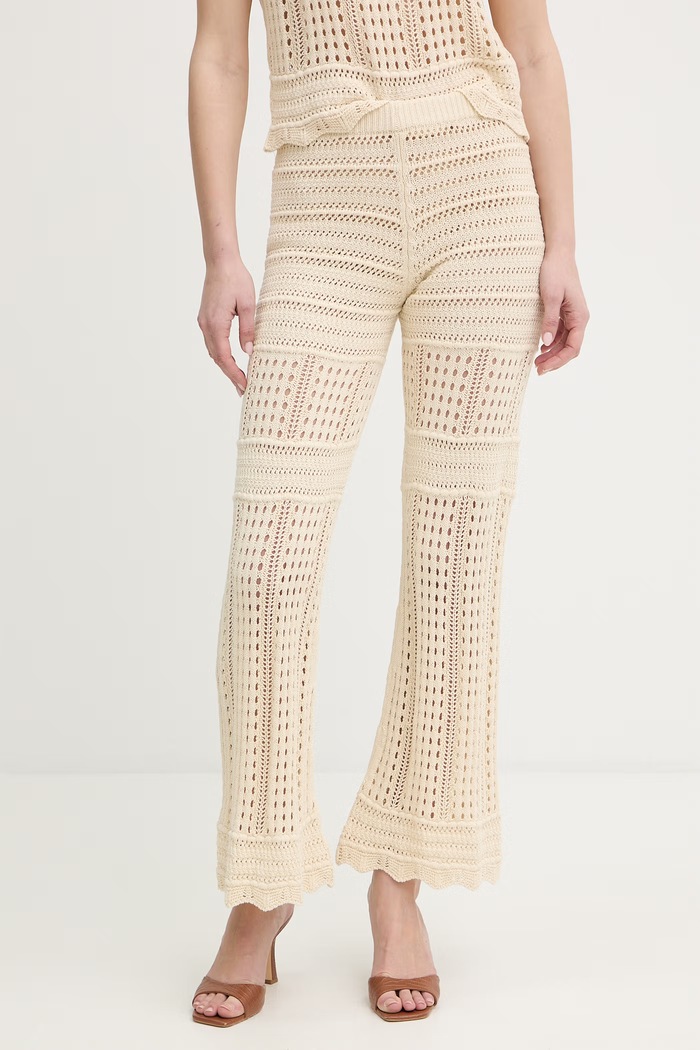Twinset spodnie bawełniane bawełna beżowy 261TT3262