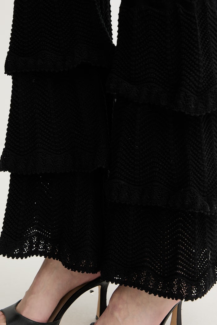 Twinset pantaloni pentru femei, din bumbac negru 261TT3054