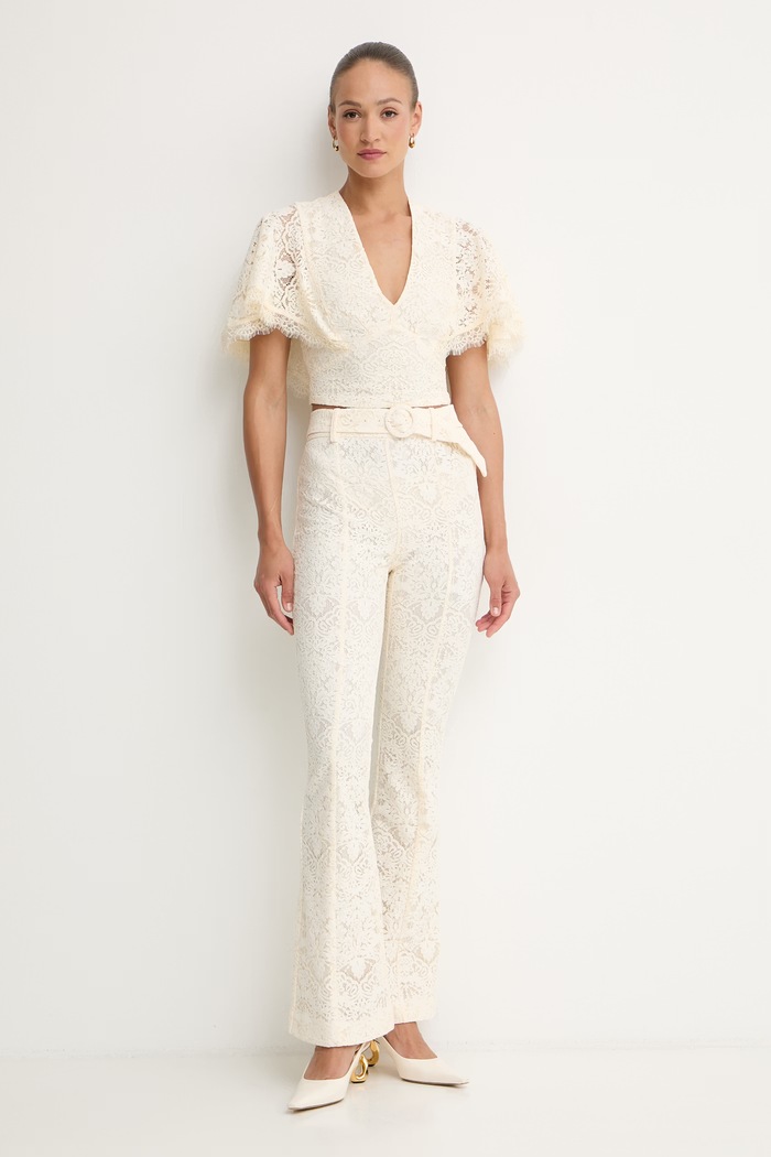 Twinset zvonové nohavice dámske čipkované 261TT2314 béžová SS26