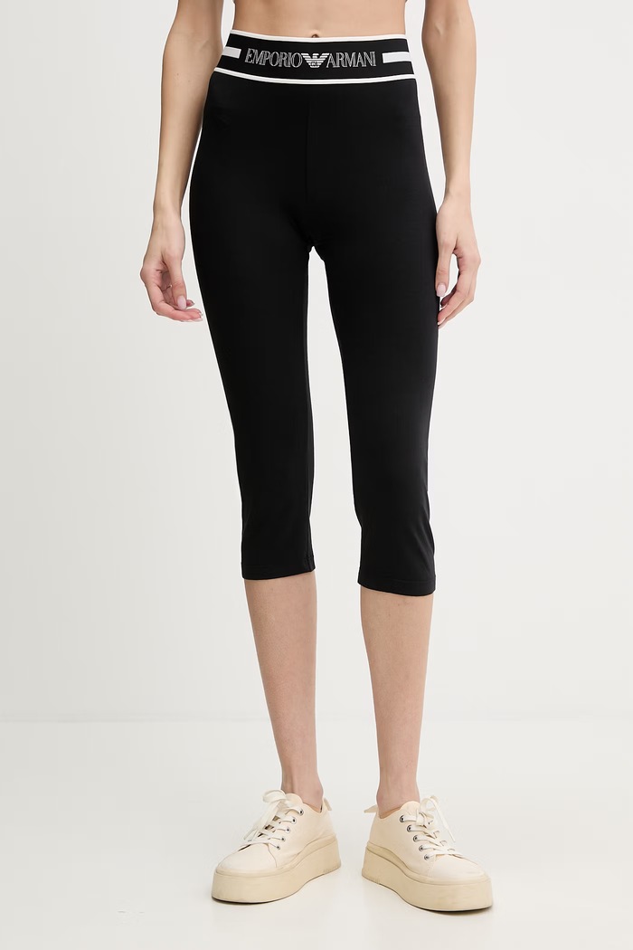 Emporio Armani Underwear legginsy lounge aplikacja czarny EW003673.AF19023