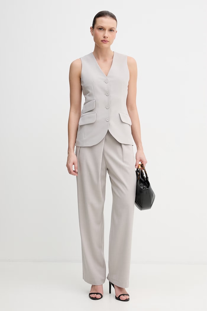 Sisley pantaloni pentru femei 48WGLF08J gri SS26