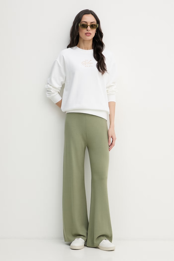 United Colors of Benetton teplákové nohavice dámske s viskózou 1LHGDF015 zelená SS26