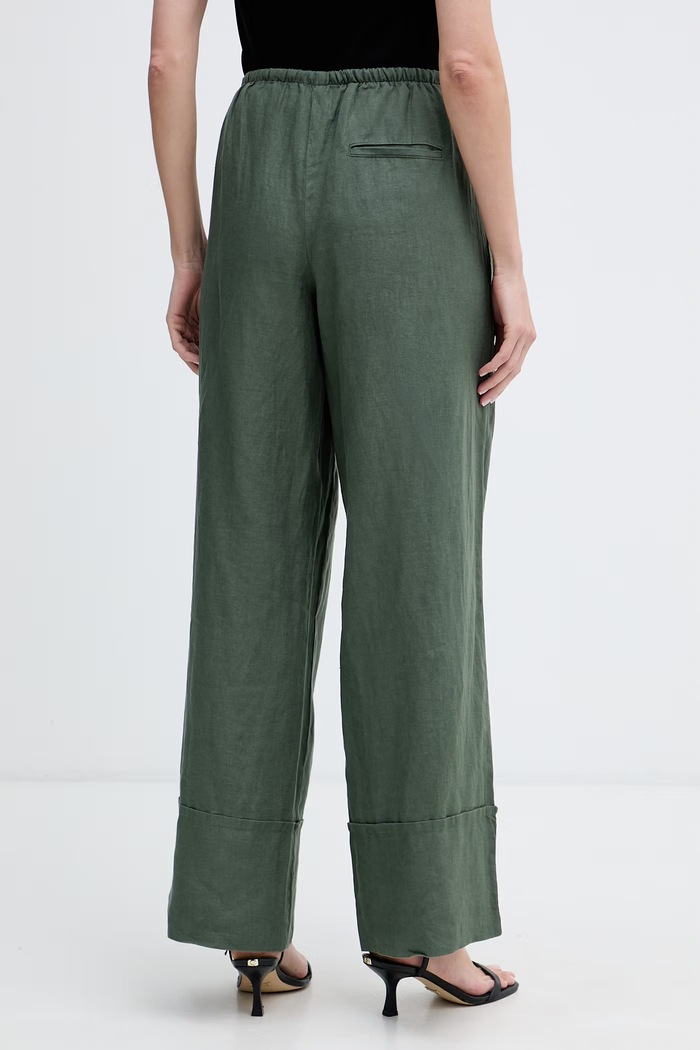 Îmbrăcăminte United Colors of Benetton pantaloni pentru femei din in 4AGHDF0BF verde