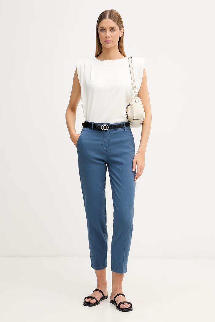 United Colors of Benetton spodnie damskie bawełniane z elastanem 4CDRDF0AV niebieski SS26