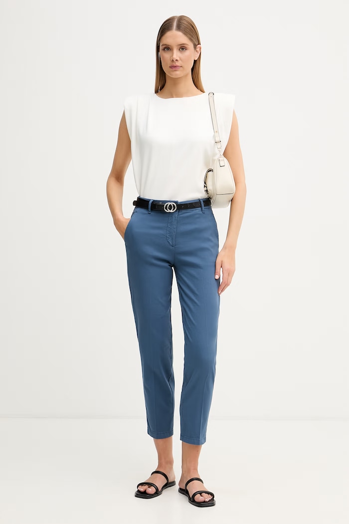 United Colors of Benetton spodnie damskie bawełniane z elastanem 4CDRDF0AV niebieski SS26
