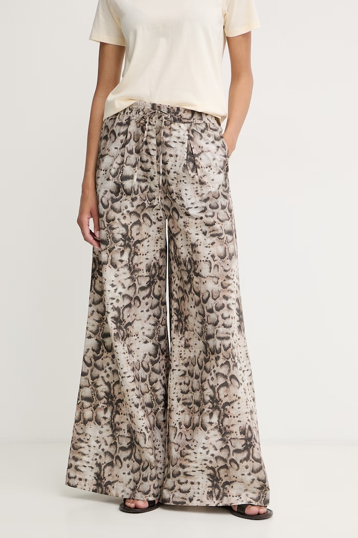 Pinko nohavice wide leg dámske bavlnené béžová 106963.A3B1