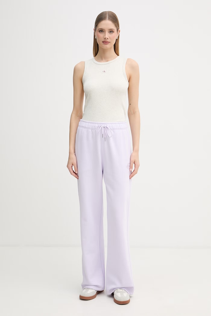 Calvin Klein Jeans teplákové nohavice dámske bavlnené LV047F206G fialová SS26